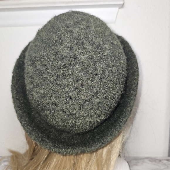 Olive Green Fuzzy Hand Felted Wool Bucket Hat  Vintage 90\'s Style, one size main image 7